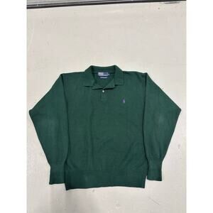 Vintage 90s Polo Ralph Lauren 1/4 Button Sweater 100% Cotton Pony Logo Men’s L